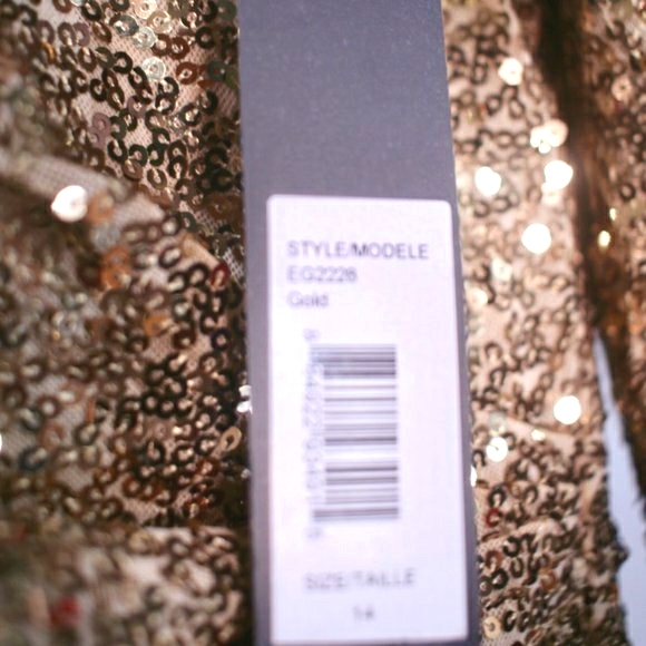 $899 NWT Badgley Mischka Gold Sequins Maxi Gown 14 - Picture 4 of 13